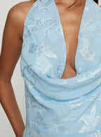 One Moment Cowl Neck Mini Dress Baby Blue