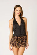 Tuxedo Satin Halter Top