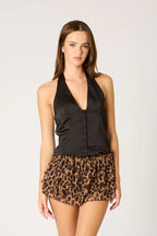 Tuxedo Satin Halter Top