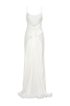 Kailey Low Back Maxi Dress With Bow Train - White