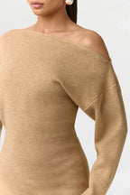Knit Off-Shoulder Asymmetric Top