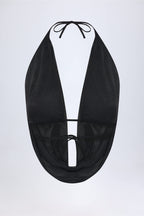 Cowl-Neck Backless Crop Top in Black