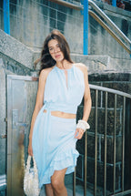Draped Halter Top | Baby Blue