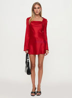 Phillipa Long Sleeve Mini Dress Red