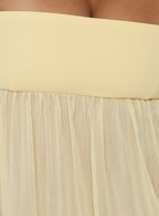 Howland Strapless Sheer Blouson Mini Dress Yellow
