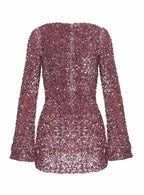 Vinelle Long Sleeve Mini Dress Dusty Pink