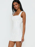 Donnamarie Embroidered Mini Dress White
