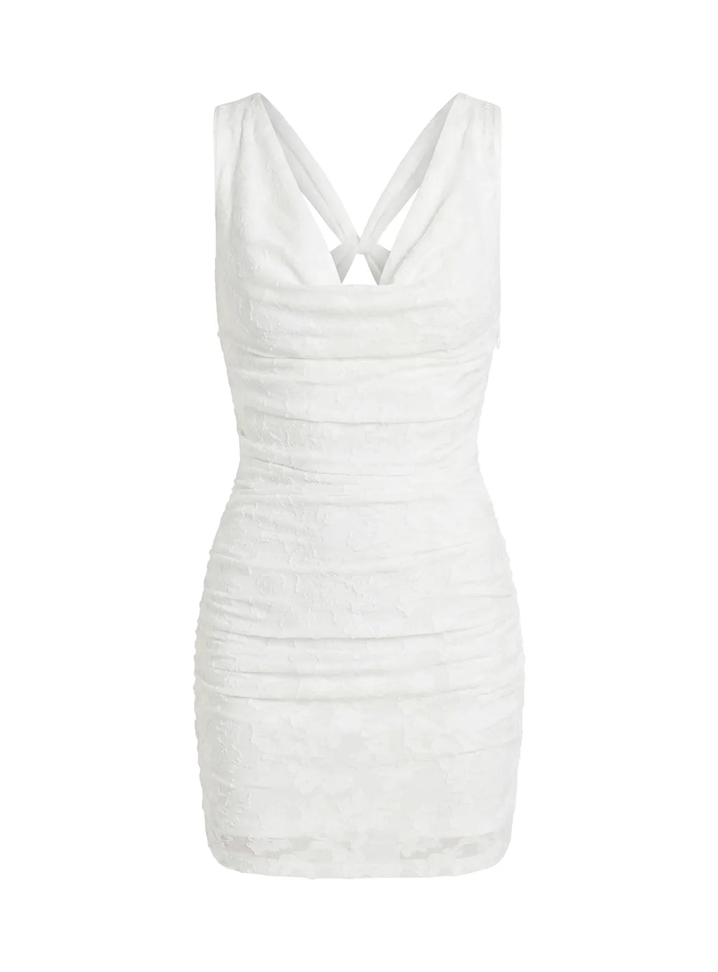 Brigetta Cowl Neck Mini Dress White