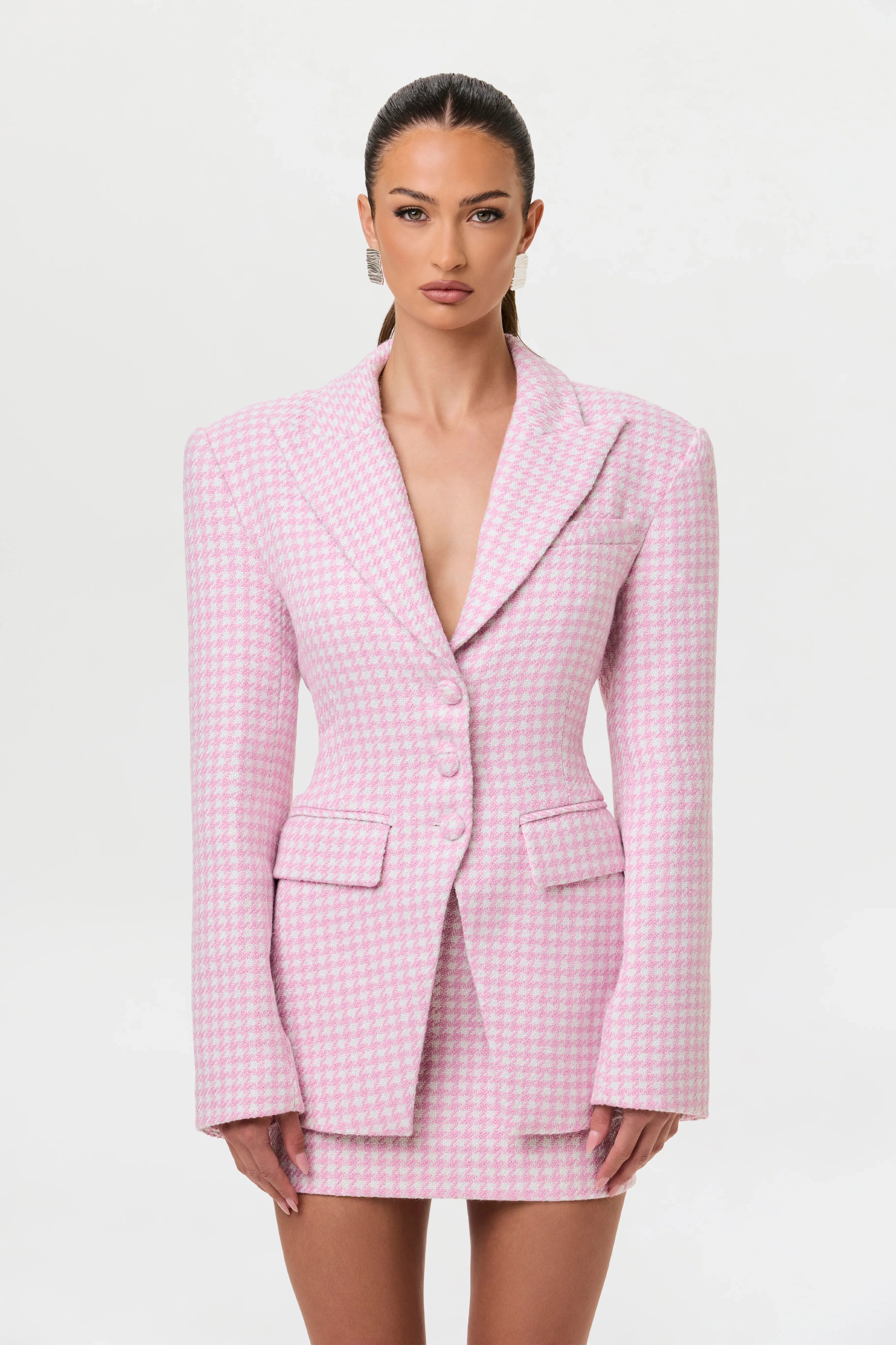 Tweed Houndstooth Mini Skirt