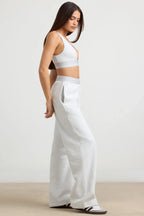 Fluid - Petite High-Waist Straight-Leg Joggers in Grey Marl