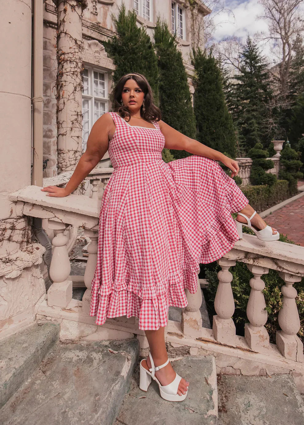 Vintage Gingham Maxi Dress – Square Neck Ruffle Hem Sundress in Multiple Colors | Kateproms
