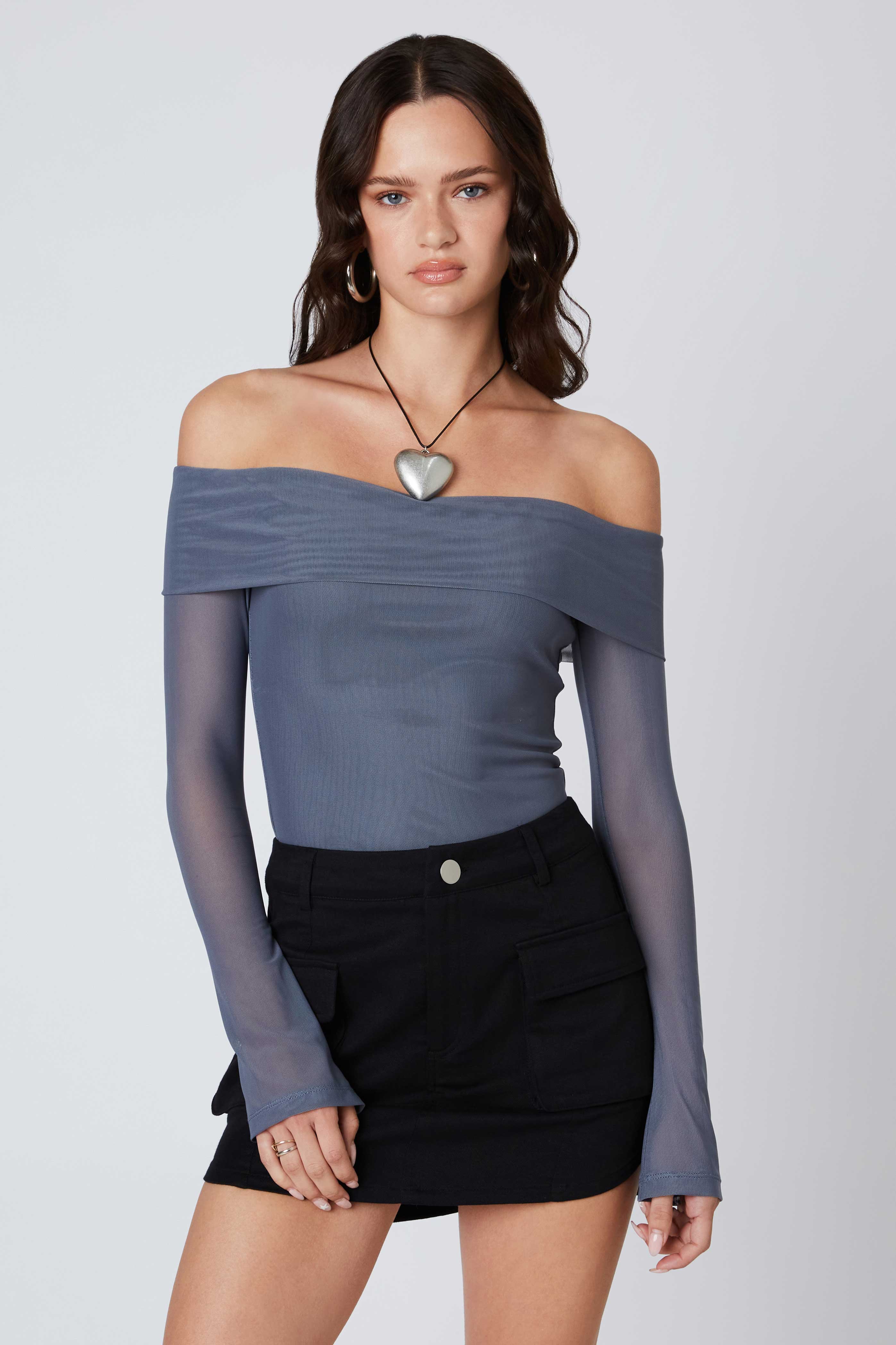 Off-the-Shoulder Mesh Top