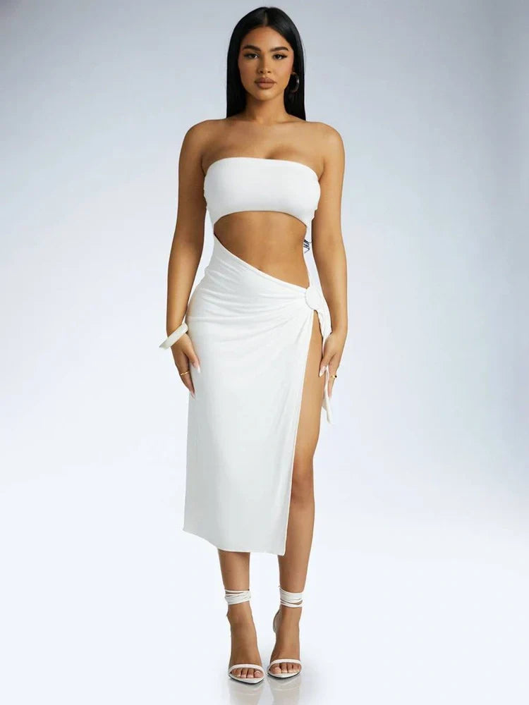 Smooth Bandeau Midi Dress