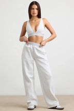 Fluid - Petite High-Waist Straight-Leg Joggers in Grey Marl