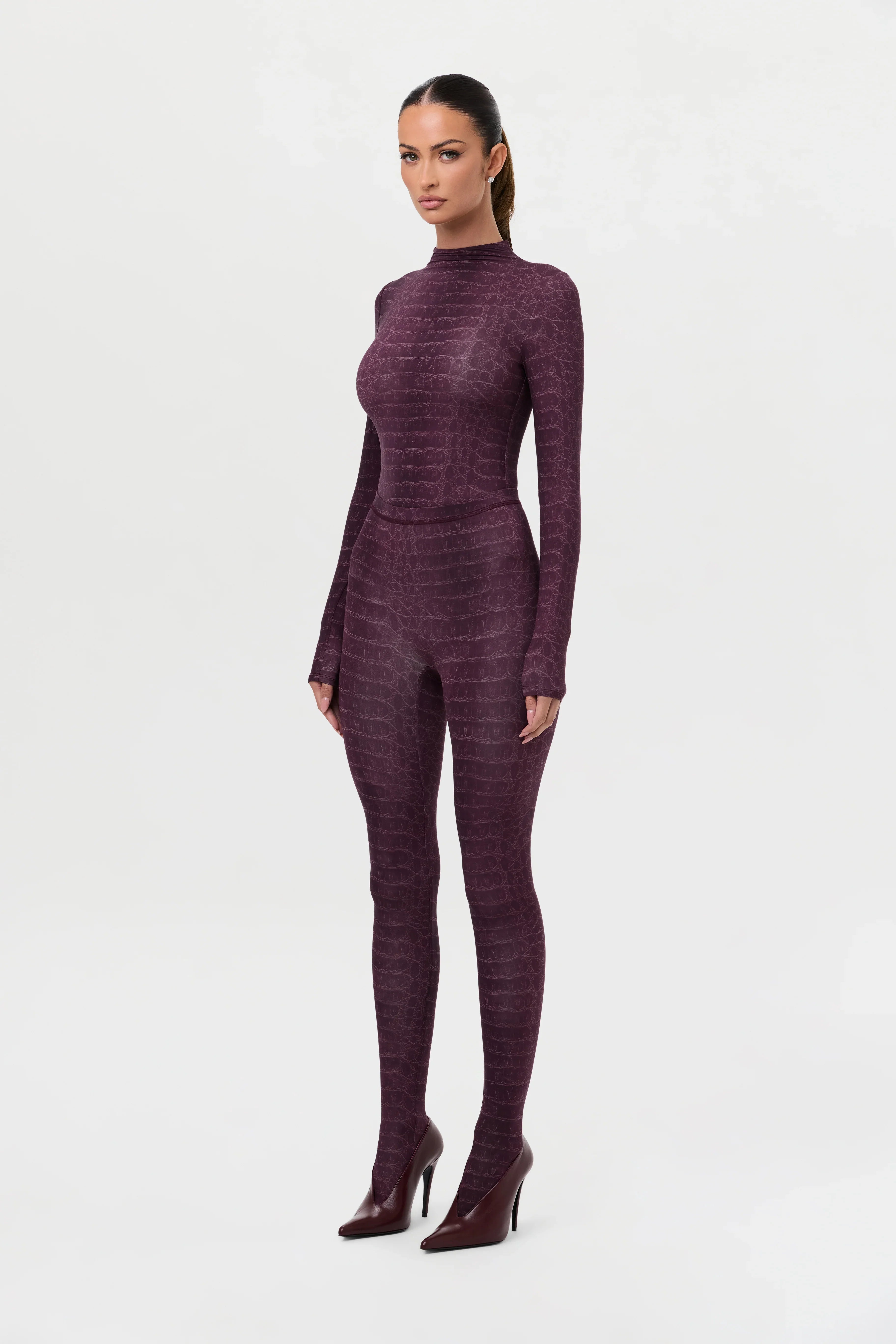 Naked Print Mock Neck Top