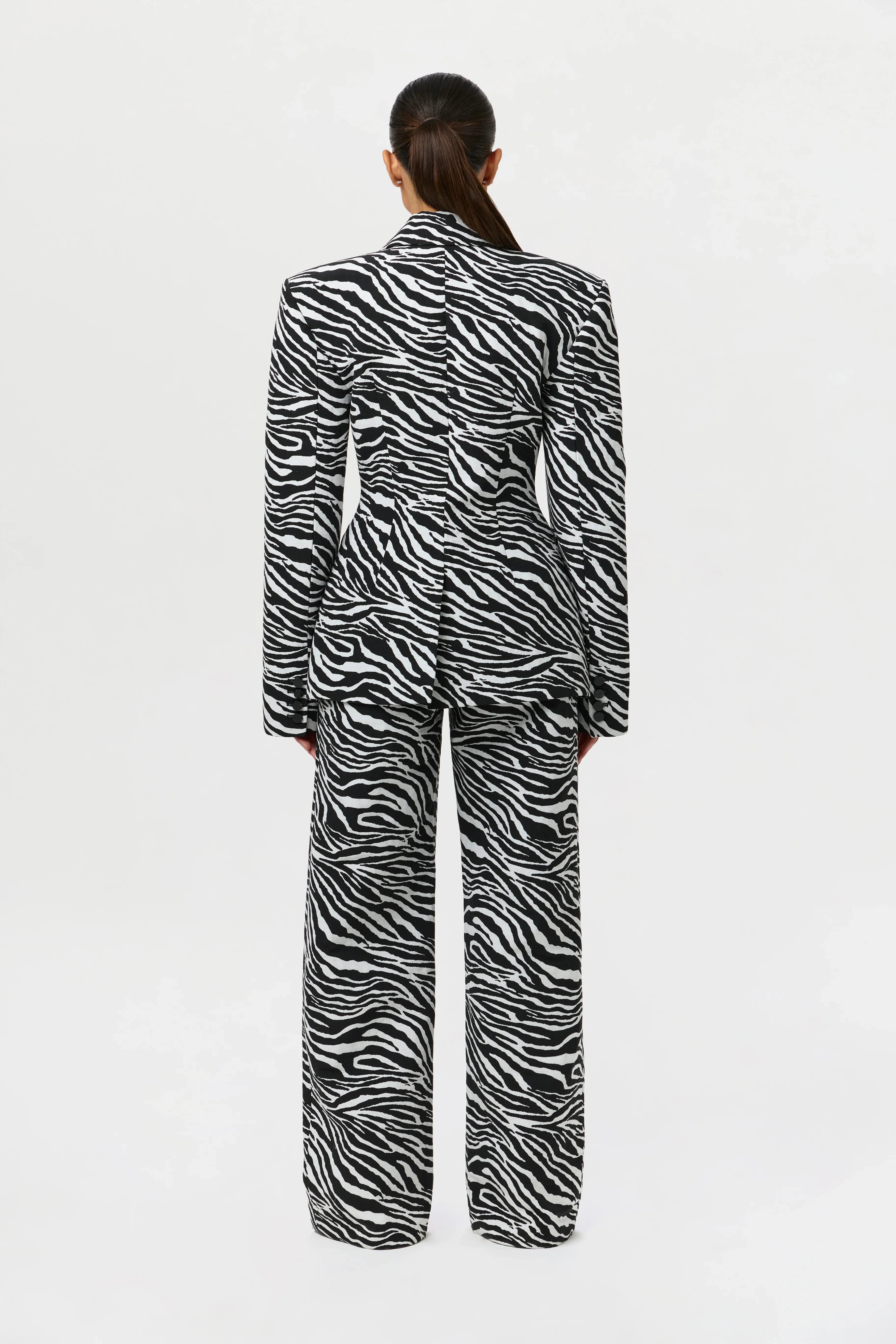 Suiting Zebra Jacquard Wide-Leg Pant