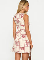 Alfalfa Shift Mini Dress Red Floral Check