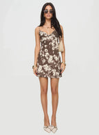 Marilyn Mini Dress Brown / Floral