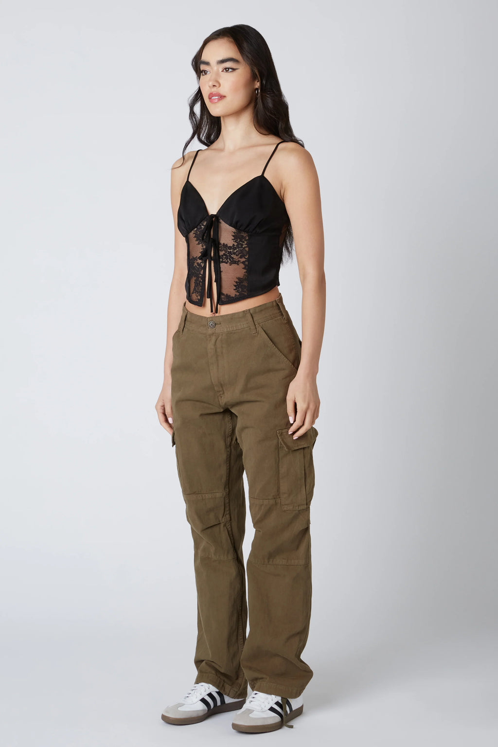 Lace Panel Satin Top