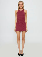 Traye Ruched Mini Dress Burgundy