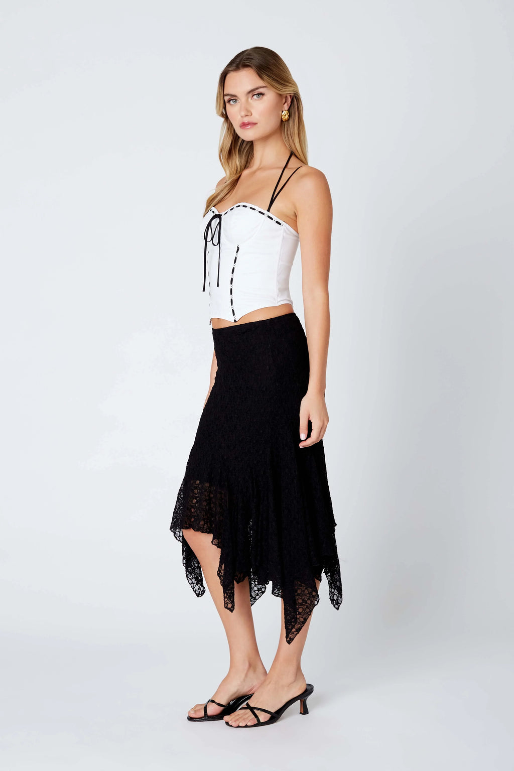 Lace Ruffle Midi Skirt