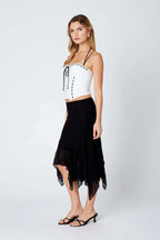 Lace Ruffle Midi Skirt