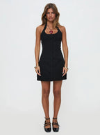Mallorie Halter Mini Dress Black