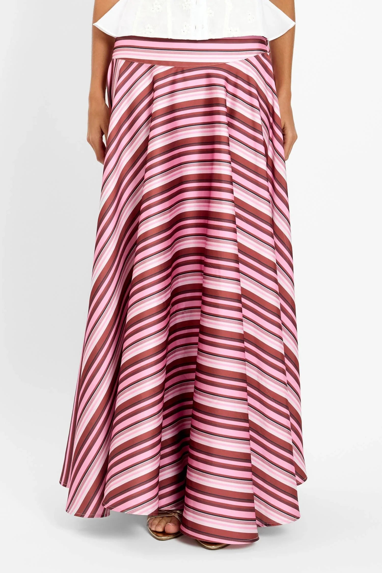 Basque Full Skirt | Magenta Stripe