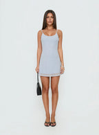 Doralyn Scoop Mini Dress Blue Polka Dot