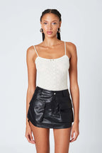 Faux Leather Cargo Mini Skirt