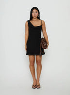 Adelayde Cowl Neck Bra Mini Dress Black