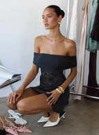 Gwendolen Off Shoulder Mini Dress Navy