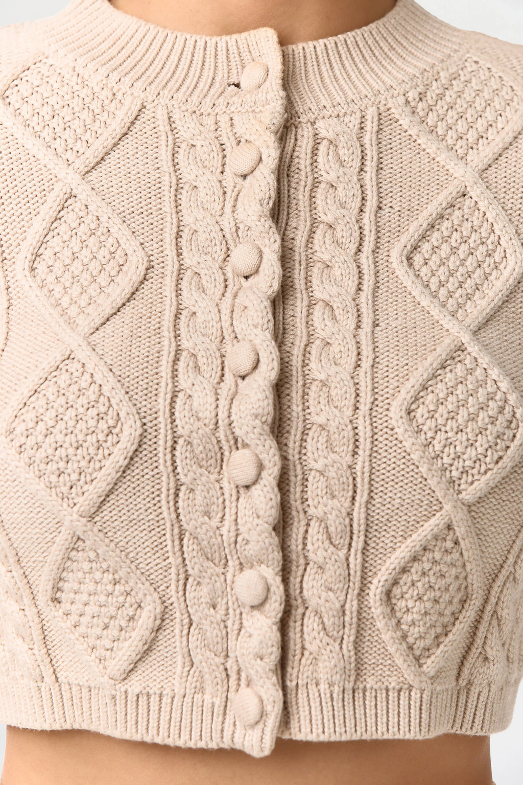Cable Knit Cropped Cardigan