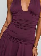Intrigue Halter Mini Dress Plum
