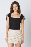 Jacquard Cap Sleeve Corset