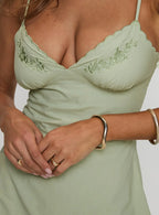 Aruba Embroidered Mini Dress Sage