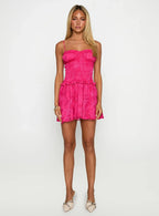 Karmic Shirred Mini Dress Magenta