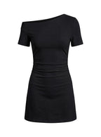 Avriana Off Shoulder T-Shirt Mini Dress Black