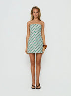 Elery Strapless Mini Dress Blue Stripe