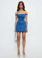 Elesia Off Shoulder Corset Mini Dress Navy