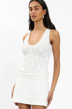 Tank Top Mesh | White Sequin