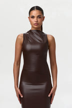Vegan Leather Sleeveless Top