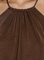 Somilla Ruched Halter Mini Dress Chocolate