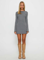 Bryanna Long Sleeve Mini Dress Blue / Brown