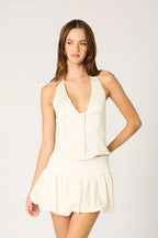 Tuxedo Satin Halter Top