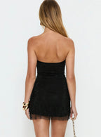 Jemira Strapless Shimmer Mini Dress Black