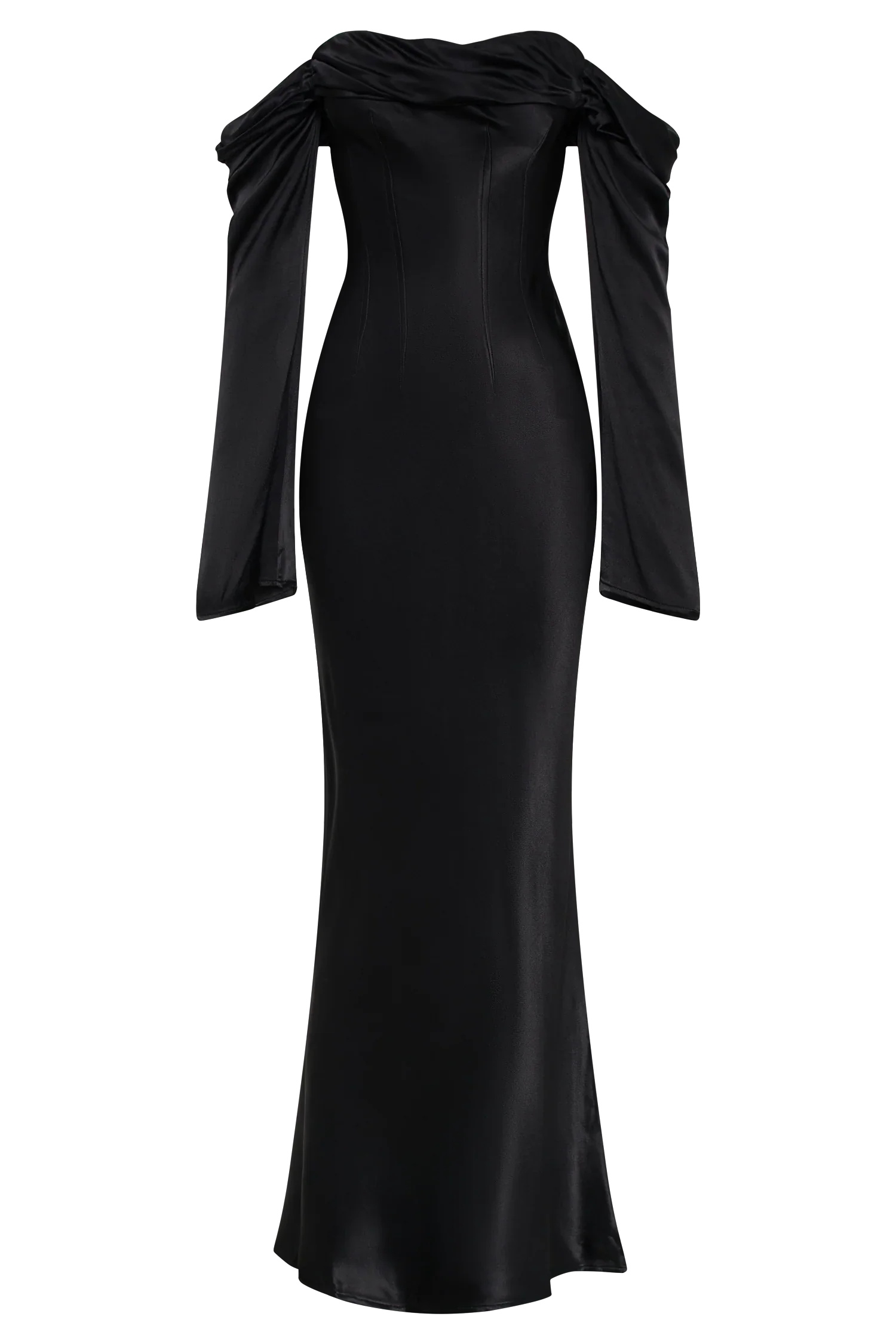 Giselle Off Shoulder Cowl Neck Maxi Dress - Black