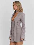 REHNEE BLAZER GREY PINSTRIPE