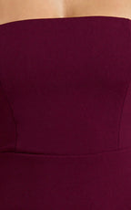 Salome Midi Dress - Halter Neck Column Dress in Wine