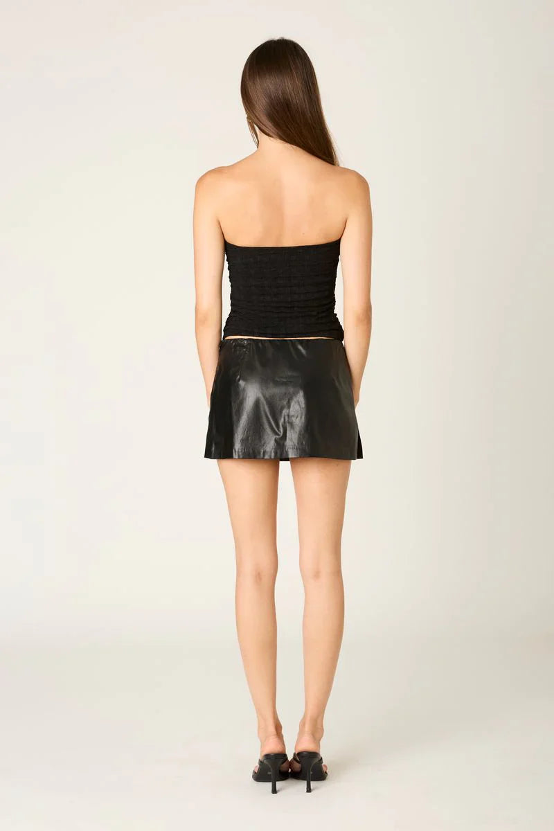 Faux Leather A-line Mini Skirt